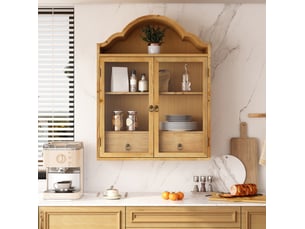 Vitrine coloris naturel 2 étagère(s) <strong>WISHDOR</strong> <strong></strong> - 60 cmx76.5 cm