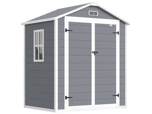 Abri de jardin métallique 183 x 134 x 210 cm gris, aluminium, double porte verrouillable avec fenêtre