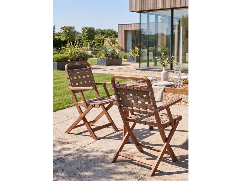  Lot de 2 chaises de jardin milzano acacia marron  - Conforama B