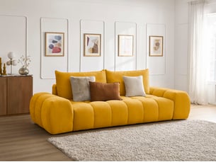 Canapé droit fixe BOBOCHIC EVEREST 3 places Tissu jaune