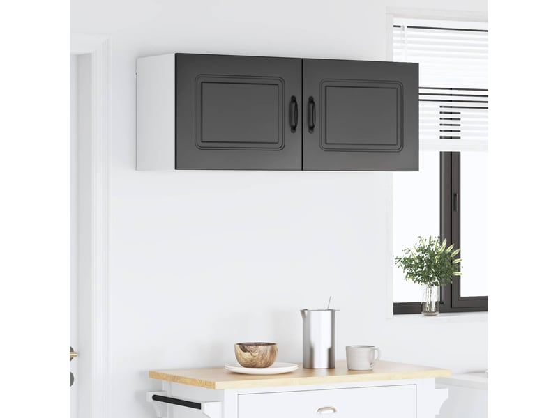  Meuble mural de cuisine | armoire de cuisine 2 pcs noir bois d'ingénierie shl5015  - Conforama D