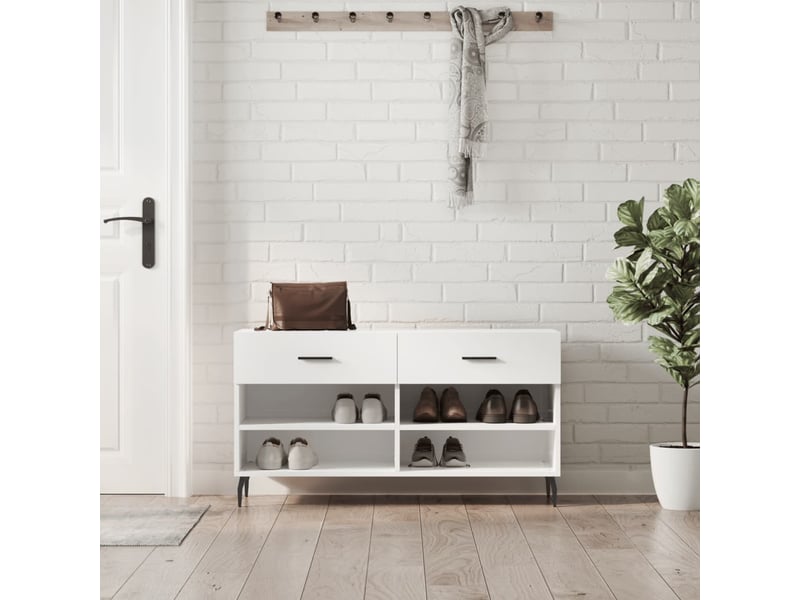  Banc à chaussures blanc brillant 102x35x55 cm bois d'ingénierie shl2289  - Conforama B