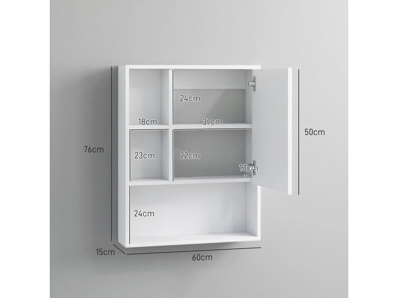  Armoire murale de salle de bain avec miroir blanc 60x15x76 cm  - Conforama C