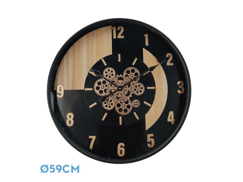  Horloge murale fabrilamp parma 59 x 59 cm noirhêtredoré engrenages mobiles 215410009 - Conforama A