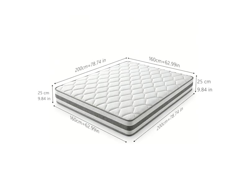  Matelas adulte 160 × 200 cm à ressorts ensachés 7 zones h4 avec mousse confort, blanc pour chambre, hauteur 25 cm  - Conforama C