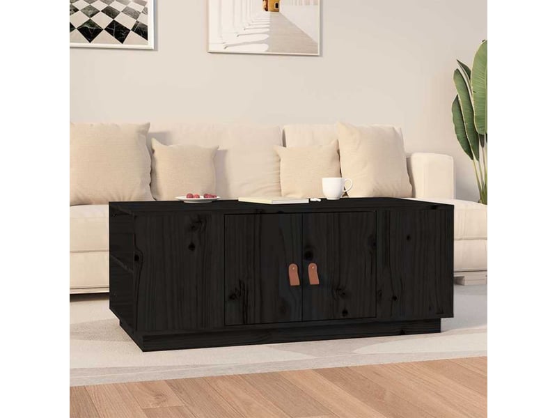  Table basse - table de salon - table à thé noir 100x50x41 cm bois massif de pin  - Conforama B