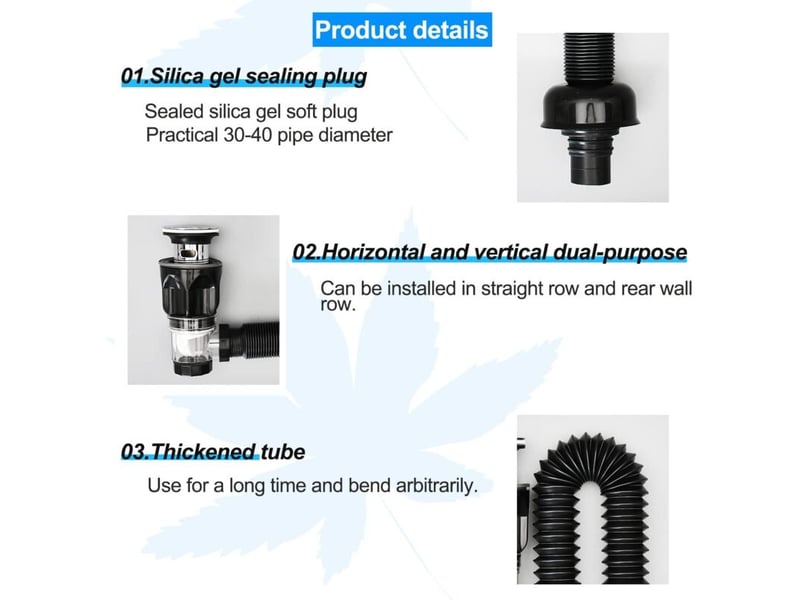  Suite égouttoir de bonde de lavabo, siphon lavabo, bonde de lavabo sans trop plein, extensible de 300-955 mm pour la salle de bain  - Conforama D