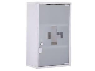 Armoire de premiers secours 30x18x50 cm avec serrure verre satiné métal argent