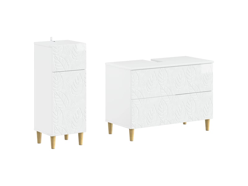  Ensemble de 2 meubles de salle de bain delft blanc brillant cf63106  - Conforama A
