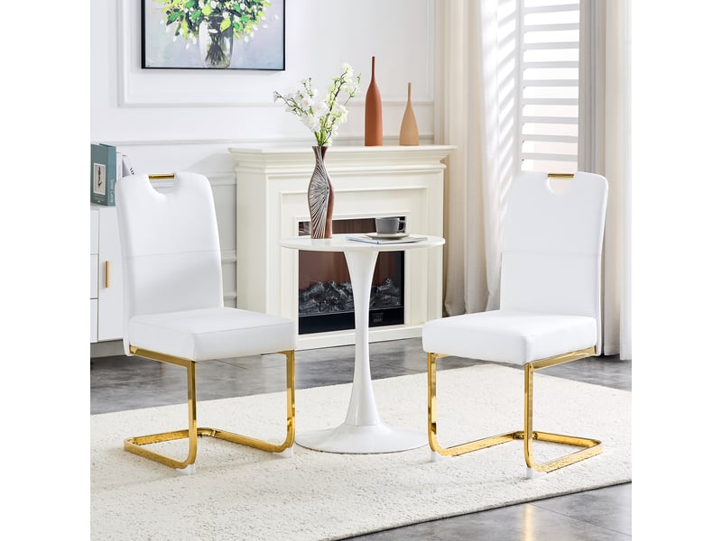  Lot de 2 chaises de salle à manger,avec dossier ergonomique,pu,blanc  - Conforama B