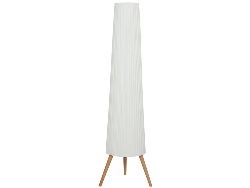  Lampadaire trépied réglable avec interrupteur au pied, lumière led chaude 3000 k, abat-jour blanc pour salon et chambre  - Conforama C