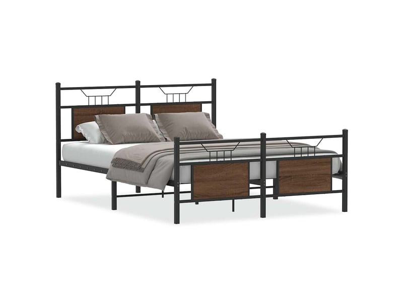  Lit double- lit adulte -  cadre de lit sans matelas chêne marron 150x200 cm  - Conforama A