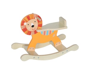 Cheval à bascule enfant motif lion 59x27x44 cm – orange – en bois, base anti-basculement, 25 kg