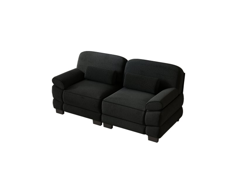 Canapé 2 places modulable,194x88,5x94 cm,velours côtelé,noir - Conforama A