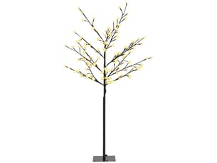 Cerisier en fleurs avec 120 lumières led blanc chaud ip44, décoration intérieure, 17 x 17 x 120 cm, noir
