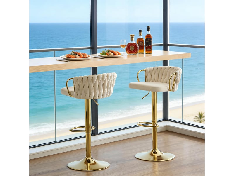Tabourets de bar élégance lot de 2, coussin doux, sièges confortables, cuisine et café modernes - Conforama D