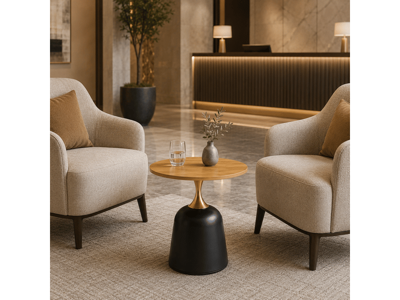  Table basse ronde style nordique, avec pied central métal, plateau mélaminé et pour salon ou chambre, 70×69×40 cm  - Conforama C