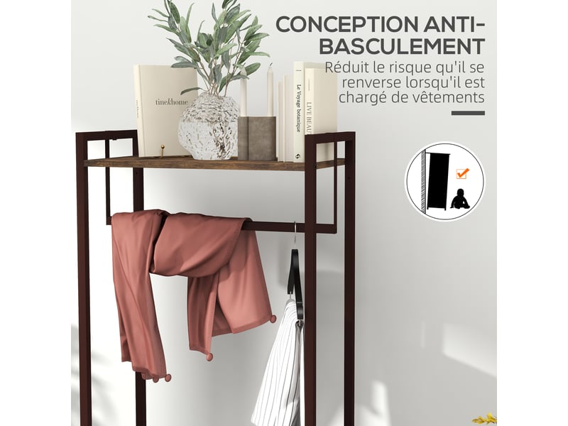  Portant à vêtements avec 3 tiroirs en tissu, étagères de rangement et tringle de suspension, 58,5 x 30 x 178 cm, marron  - Conforama R