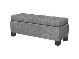 Banc de rangement en tissu avec rembourrage matelassé, 116 x 41 x 47 cm, gris