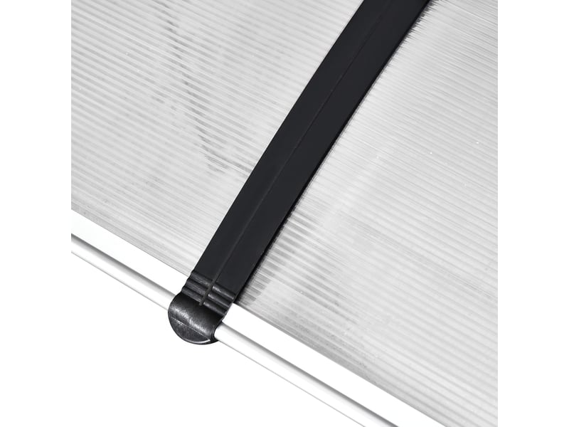  Auvent de porte mural courbé 90 x 295 cm – blanc – protection pluie et uv en polycarbonate aluminium  - Conforama D