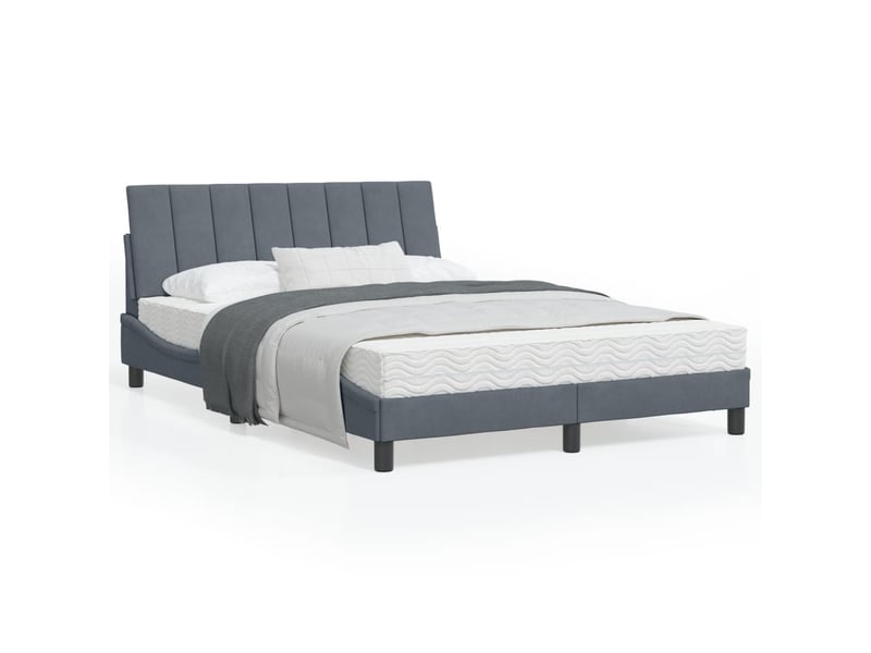 Lit avec matelas hanko gris foncé 120x200 cm velours - Conforama A
