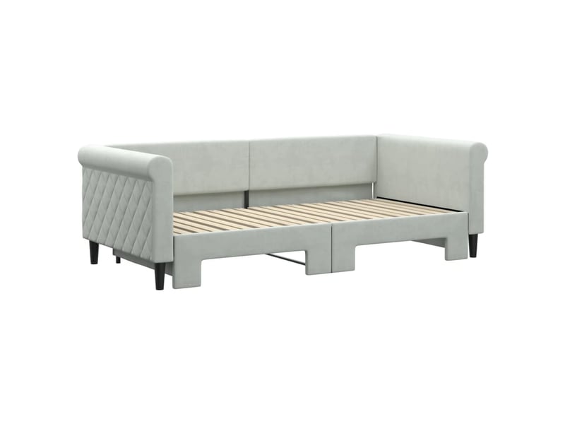 Lit simple- lit adulte - lit de jour avec lit gigogne gris clair 90x190 cm velours - Conforama B