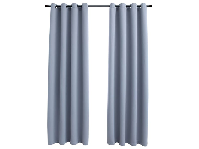  Lot de 2 rideaux occultants, rideaux black-out avec anneaux en métal gris 140x225 cm cf44842  - Conforama A