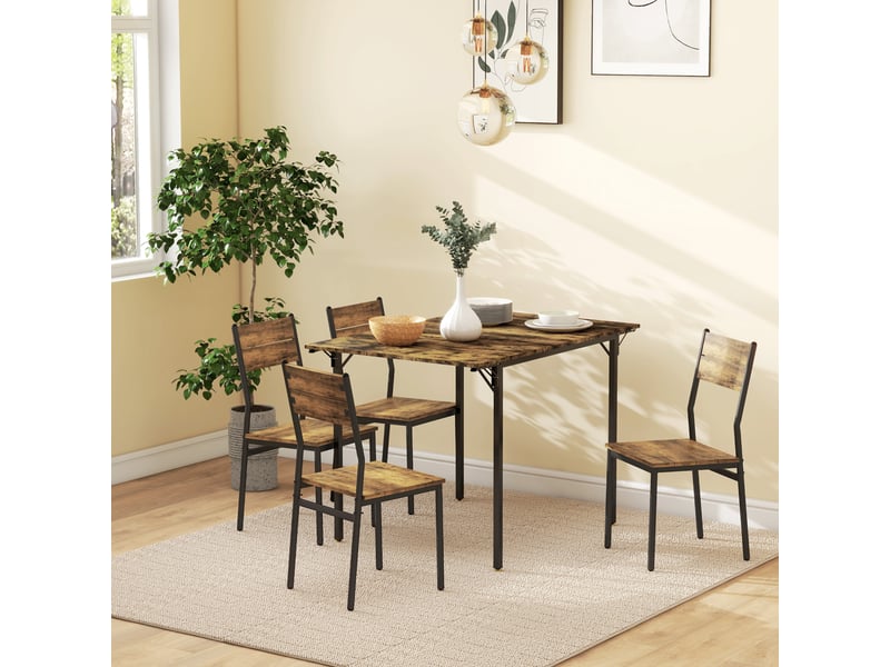  Table de salle à manger avec 2 rabats style industriel, extensible, table à abattant pour 2-4 personnes  - Conforama C