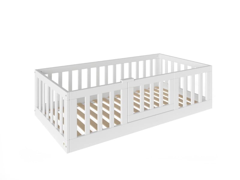  Yappycasa - lit au sol avec portillon 160x80 cm - blanc 4754010385560 - Conforama D