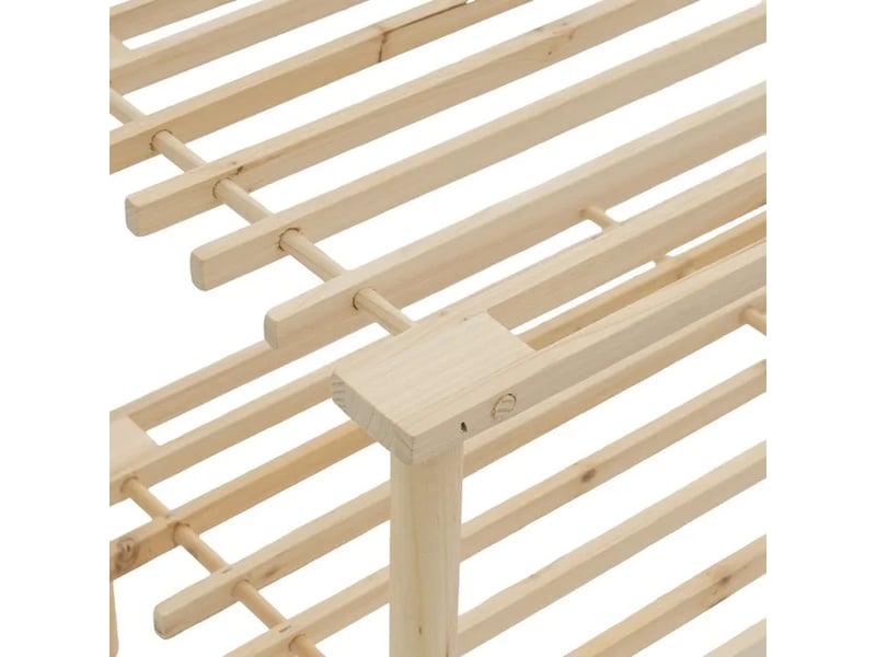 Étagère à chaussures en bois de sapin naturel à 2 niveaux à lattes-longueur 64 x profondeur 26 x hauteur 30 cm - Conforama C