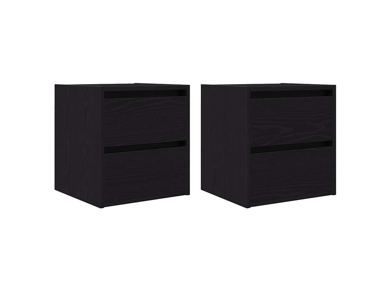 Lot de 2 tables de chevet - cabinet de chevet - table de nuit murales chêne noir 38x34x40 cm - Conforama A