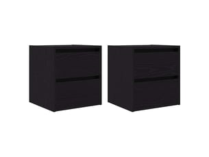 Lot de 2 tables de chevet - cabinet de chevet - table de nuit murales chêne noir 38x34x40 cm