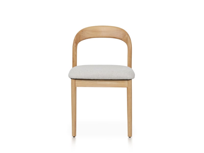  Lot de 2 chaises elena en bois d'hévéa et tissu chiné rembourré beige  - Conforama C