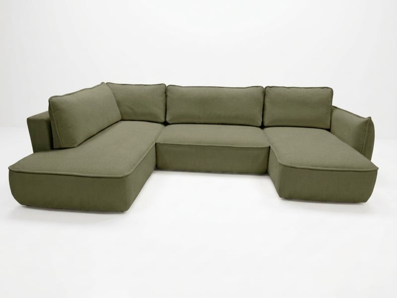  Bobochic canapé d'angle panoramique convertible esmee tissu chenille vert  angle droit ESMEE - Conforama A