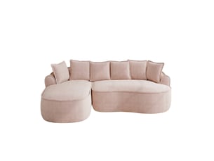 Canapé d'angle compressé réversible fixe MAISENTIEL 3 places Tissu rose