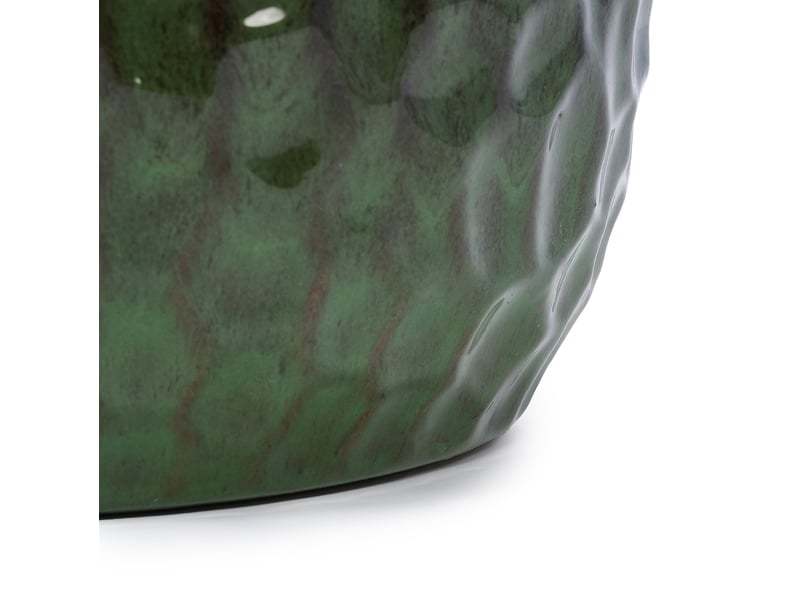  Lot de 3 pots de fleurs en céramique 38,1x30,5x25,4 cm motif marteau vert antique  - Conforama D