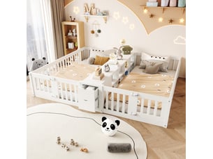 Lit avec rangement 2x90x200 cm <strong>MIVRAY </strong> <strong></strong> coloris blanc