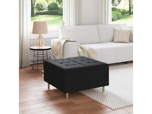 Ottoman, repose pied salon avec rangement noir 80x80x45 cm tissu
