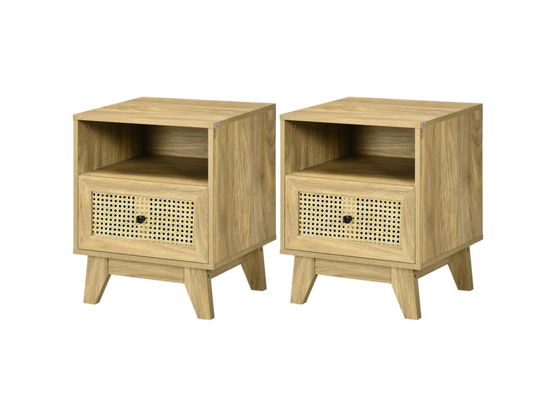  Lot de 2 tables de chevet 45 x 39 x 56.5 cm rangement tiroir et niche gain de place vintage scandinave en mdf naturel 21_0001680  - Conforama A
