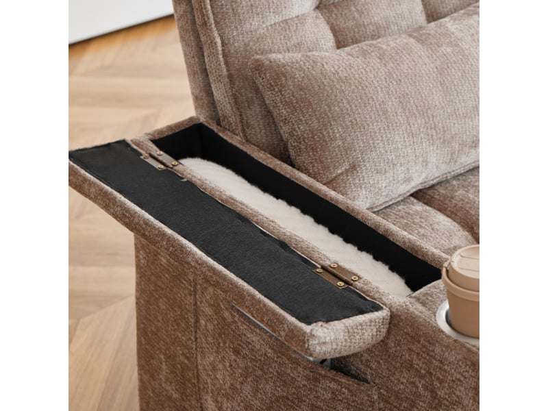  Canapé-lit 3 en 1 – largeur 142 cm, moelleux comme des nuages, 2 oreillers lombaires, rangement et porte-gobelets  - Conforama D