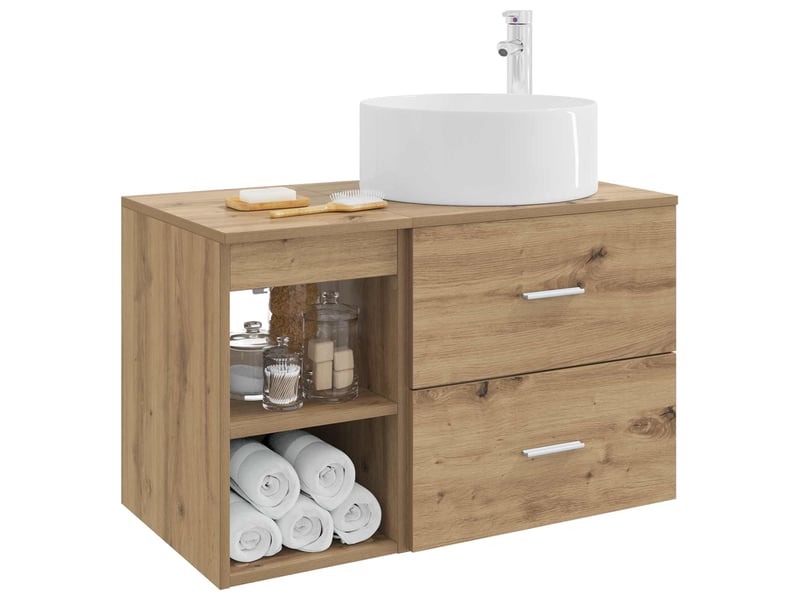  Ensemble de mobilier de salle de bain 2 pcs chêne artisanal shl5469  - Conforama C