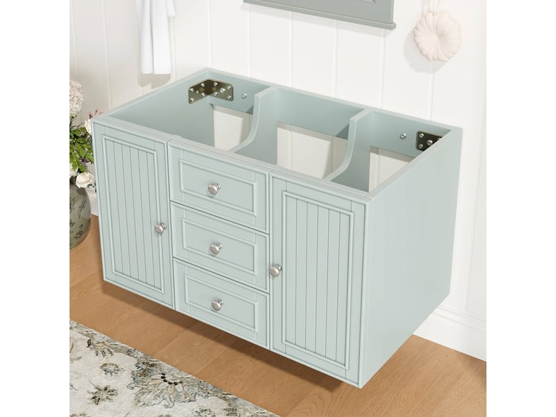 Meuble sous vasque suspendu 78.5cm mdf avec 3 tiroirs meuble de salle de bain moderne vert - Conforama D