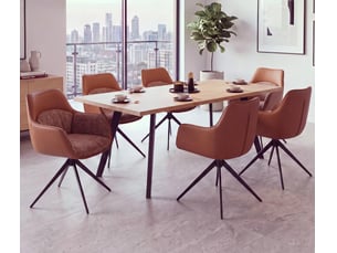 Lot de 6 chaises de salle à manger hwc-r23, chaises de cuisine pivotantes, en similicuir et tissu chenille (410 gm²) - terracotta