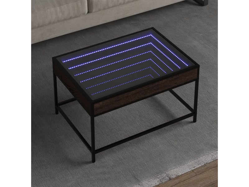 Table basse - table de salon - table à thé avec led infini chêne marron 70x50x41 cm - Conforama B