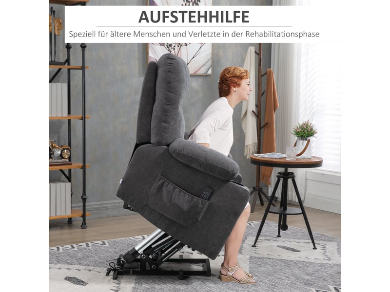  Fauteuil relax électrique avec aide au lever, massage et chauffage, gris foncé  - Conforama D