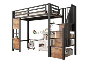 Lit mezzanine 90x200 cm <strong>MODENUIT </strong> <strong></strong> coloris noir