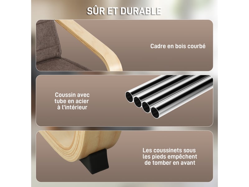  Fauteuil luxe confort et relaxation avec repose-pied réglable 94 x 66,5 x 100 cm cm bois massif marron  - Conforama R