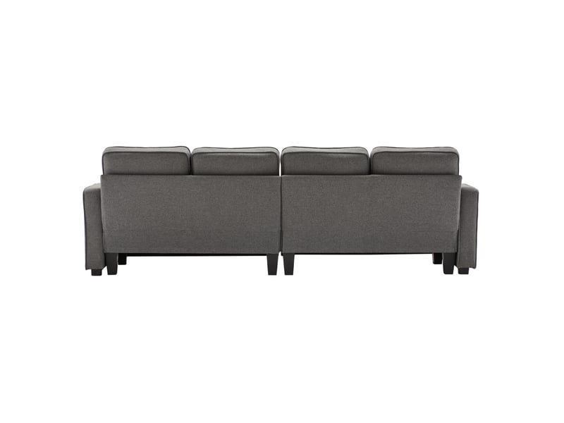 Canapé 4 places 264x83x87 cm avec poches d’accoudoirs gris foncé  - Conforama A