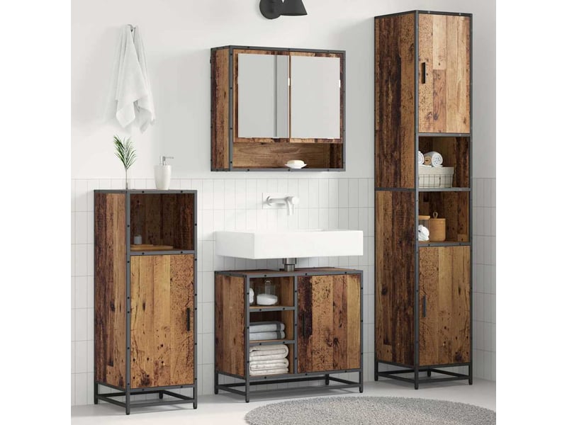 Ensemble de mobilier de salle de bain 3 pc bois ancien cf64270 - Conforama B