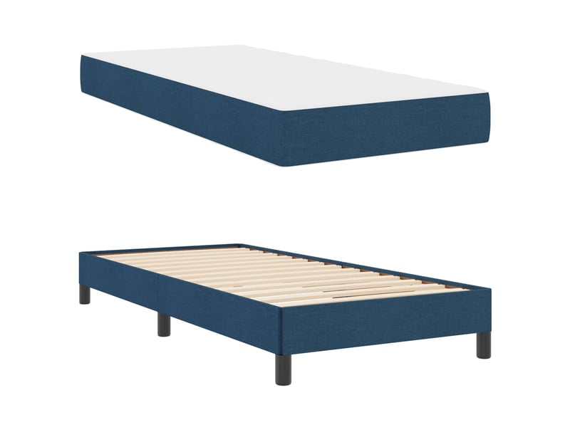  Lit simple- lit adulte -  lit à ressorts bleu 100 x 200 cm tissu  - Conforama D